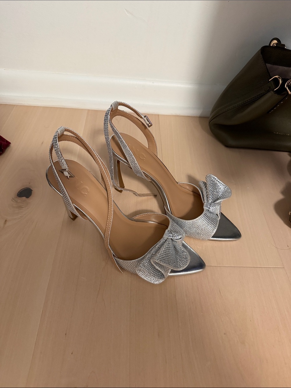 INC International Concepts Silver Bow Slingback Pumps